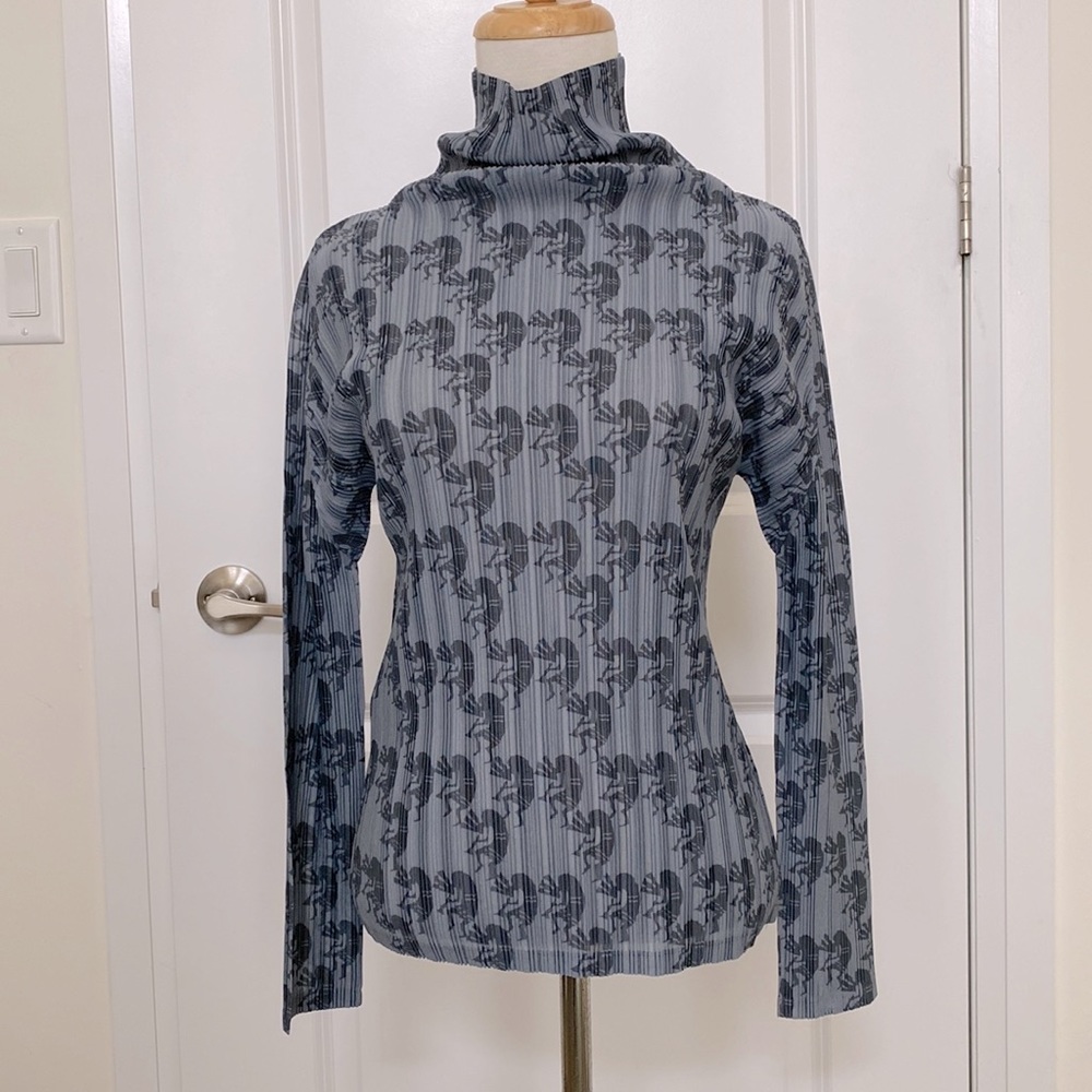 Authentic Issey miyake Pleats Please printed high neck top